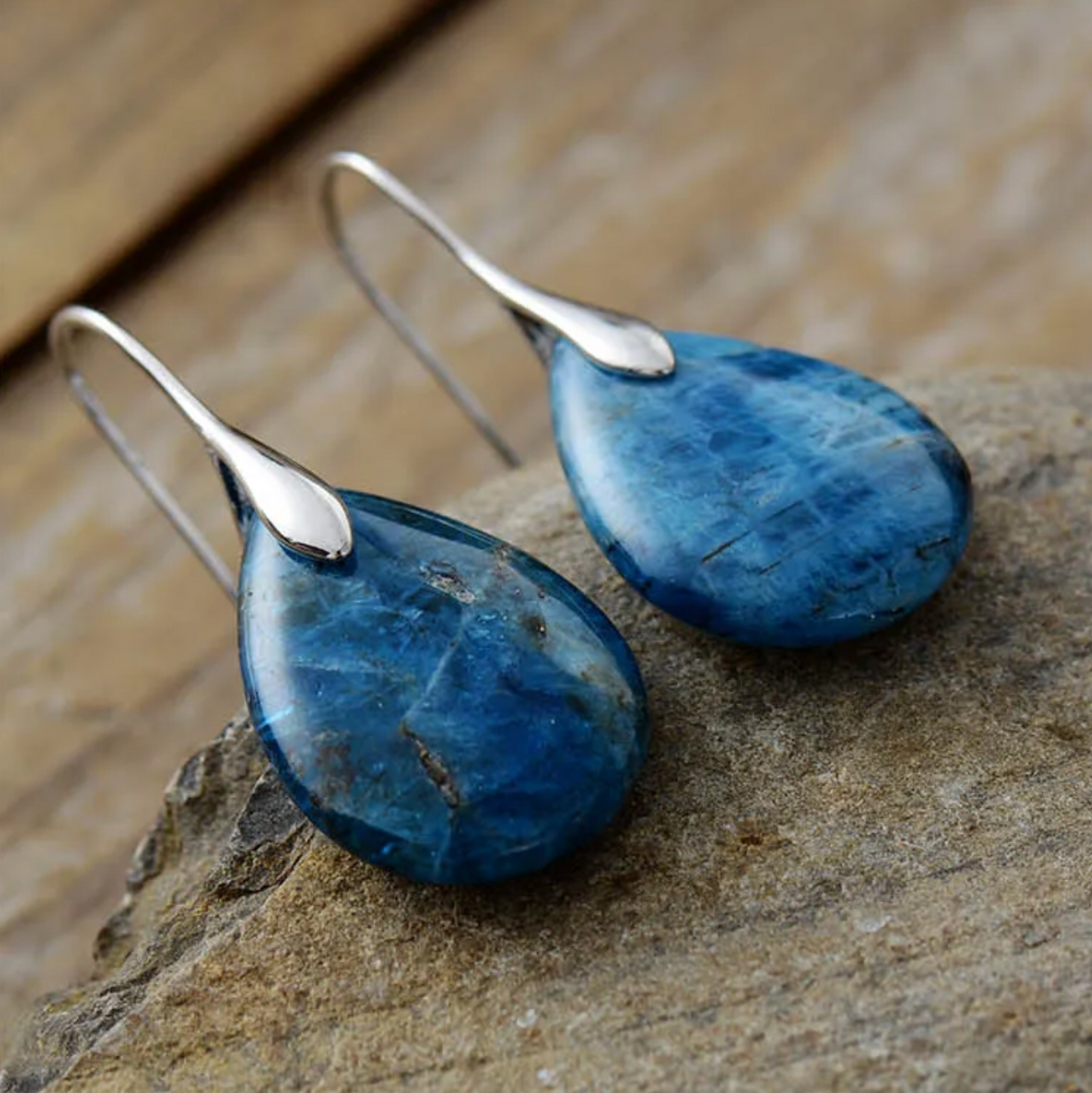 Apatite Teardrop Earrings – Elegant Simplicity with Natural Beauty