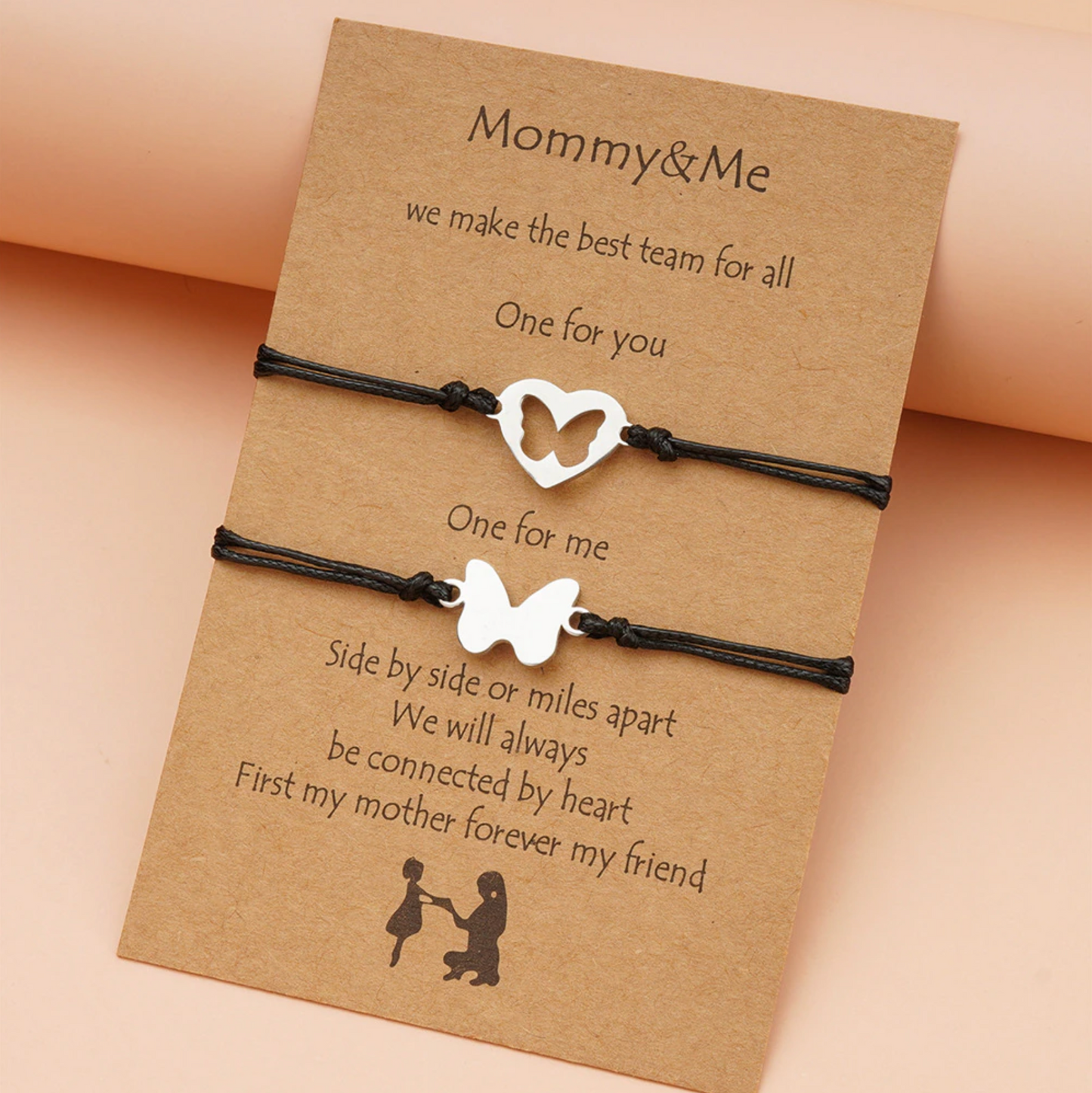 Mommy & Me Cut-out Heart and Butterfly Bracelet Set