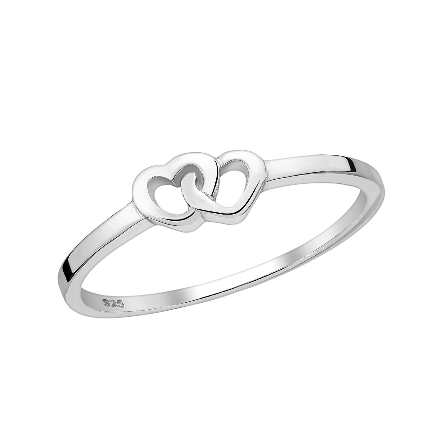 Sterling Silver Dual Interlocked Hearts Ring