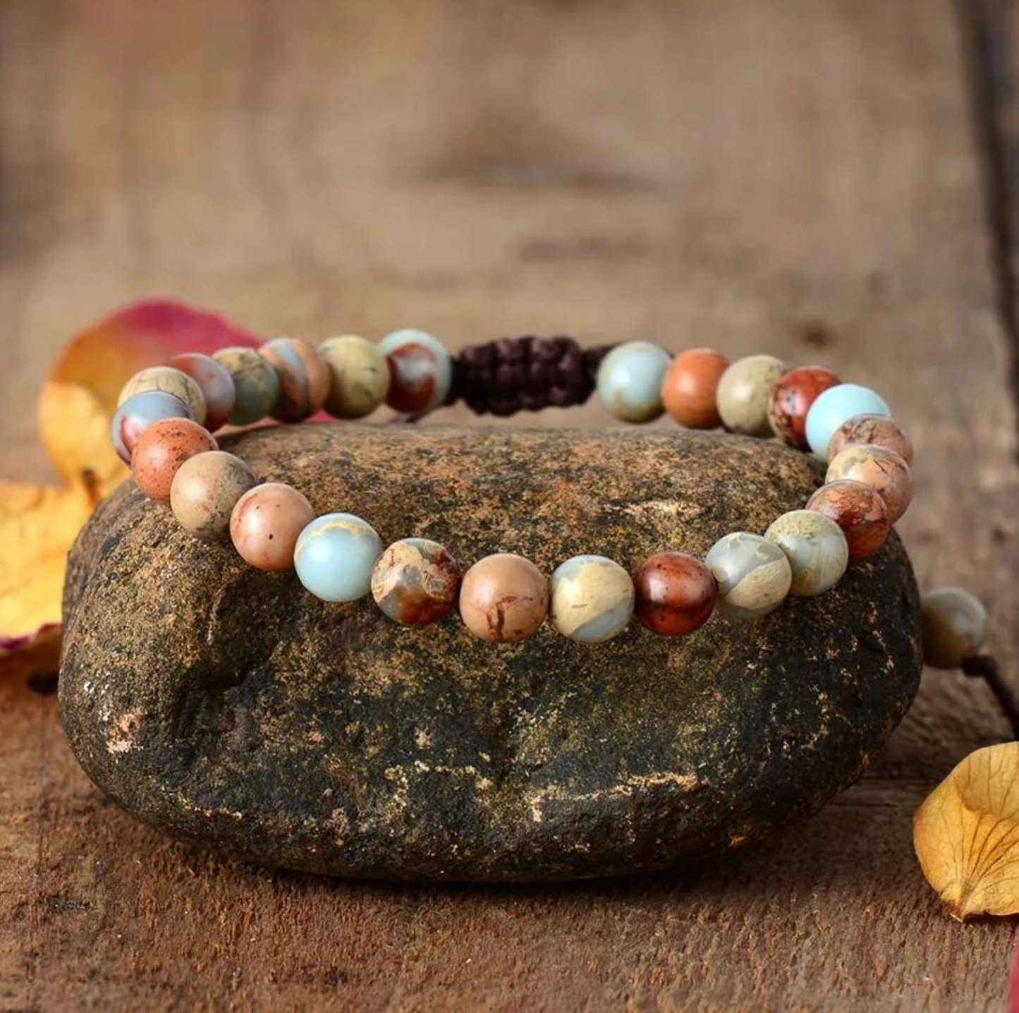 Earth Toned Jasper Beaded Adjustable Bracelet