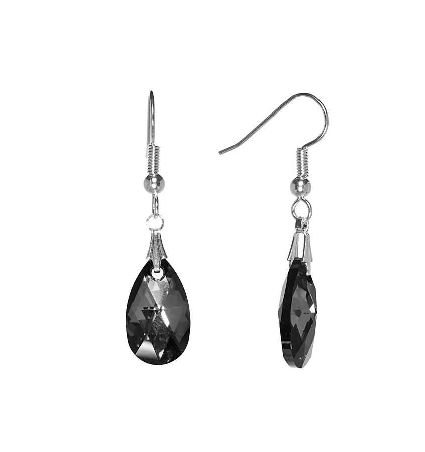 Classic teardrop earrings with Swarovski Silvernight crystals, sparkling silver plated design by callura