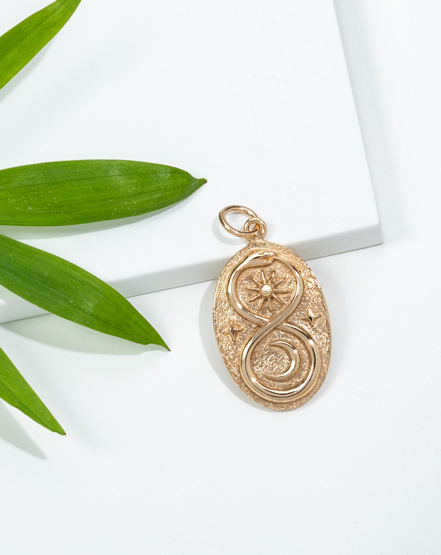 18k Gold-Plated Sterling Silver Infinity Snake Oval Pendant