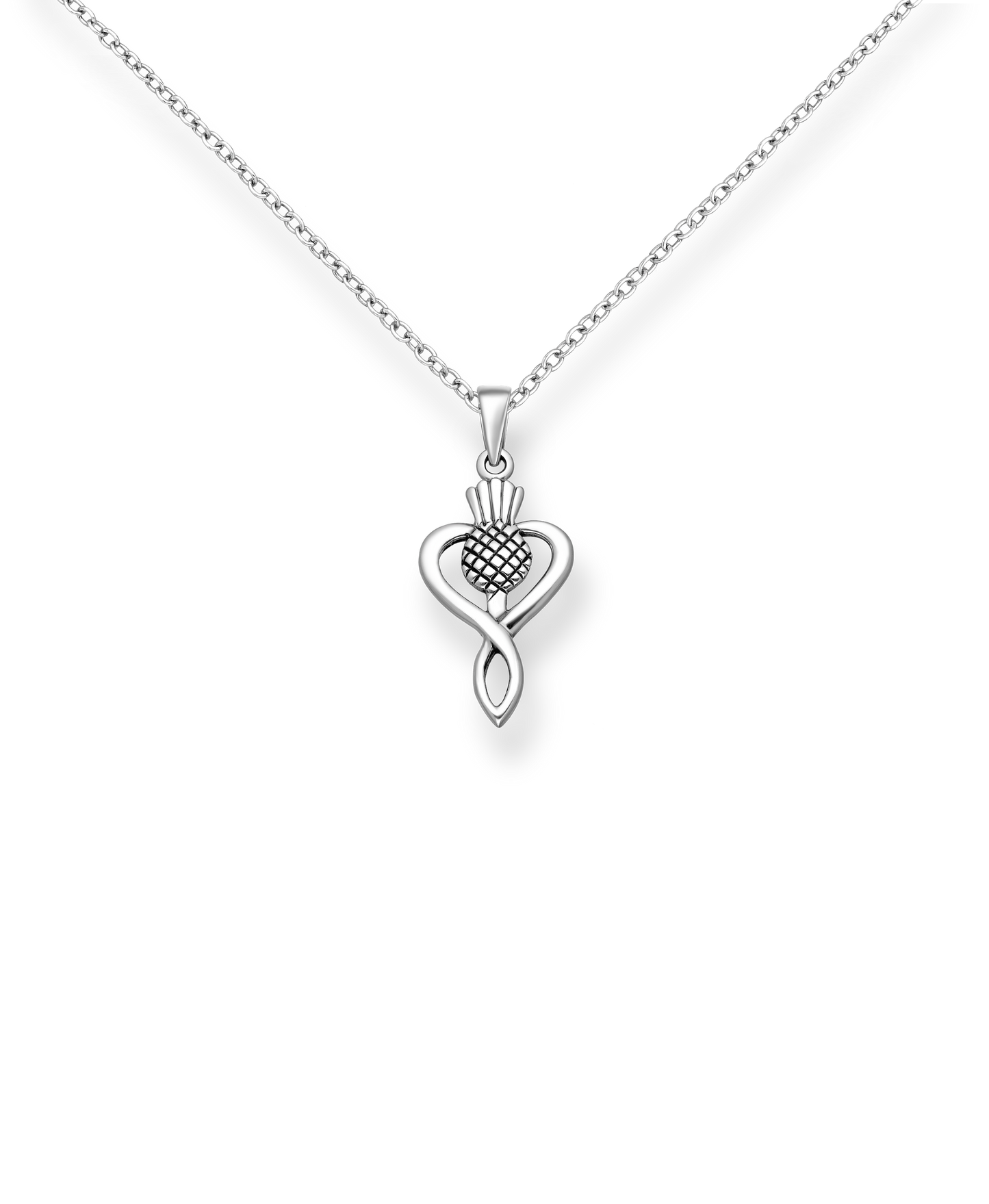 Sterling Silver Oxidized Thistle Pendant Necklace