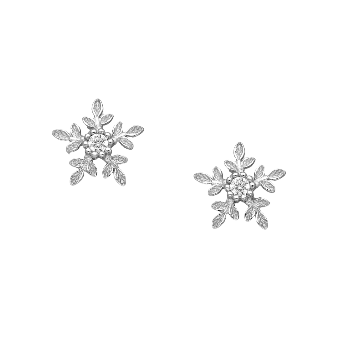 Sterling Silver & Cubic Zirconia Snowflake Stud Earrings