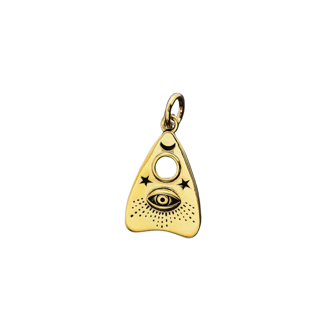 Bronze Ouija Planchette Charm – Eye and Celestial Motif