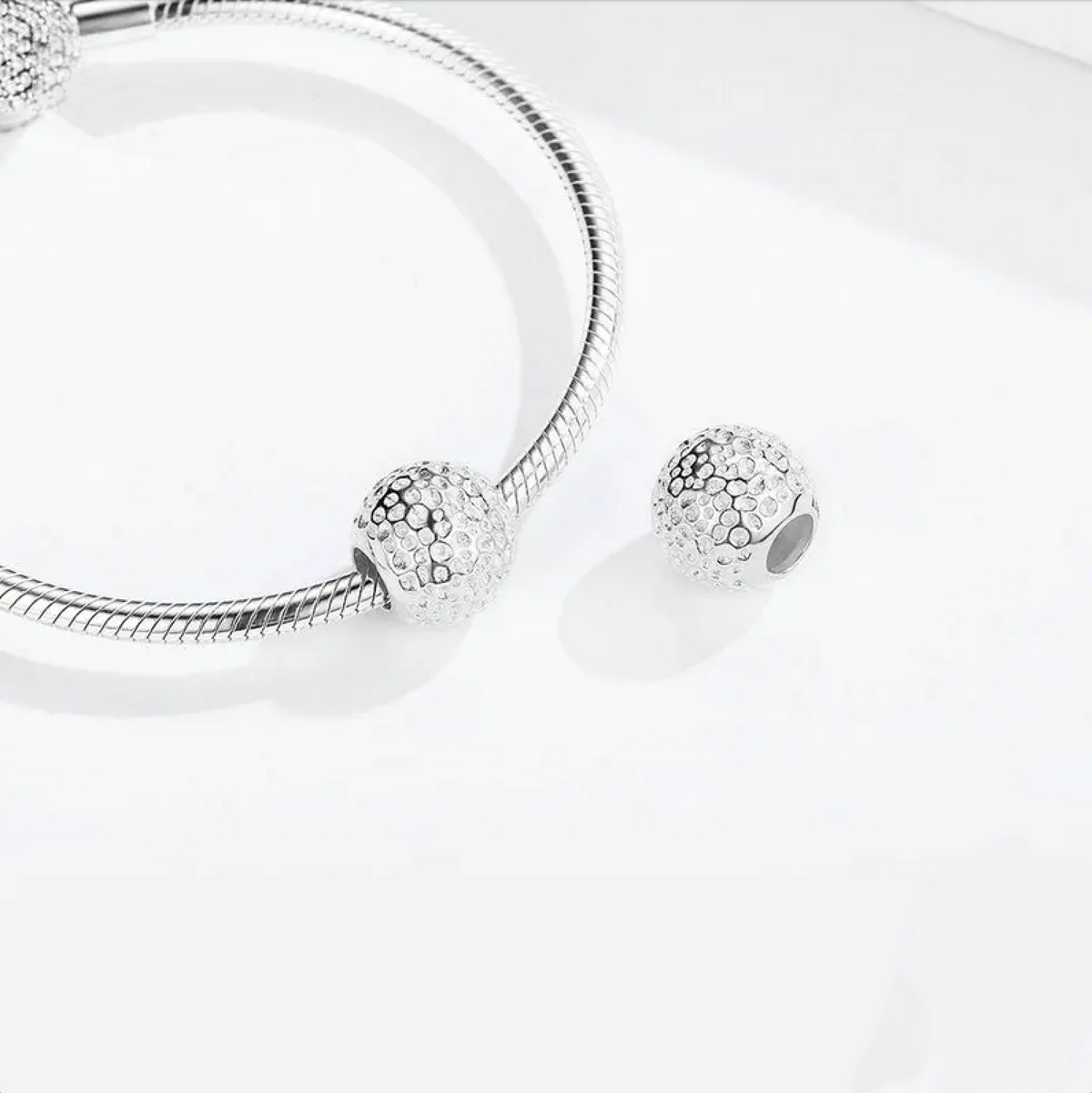 Sterling Silver Textured Circular Bracelet Charm