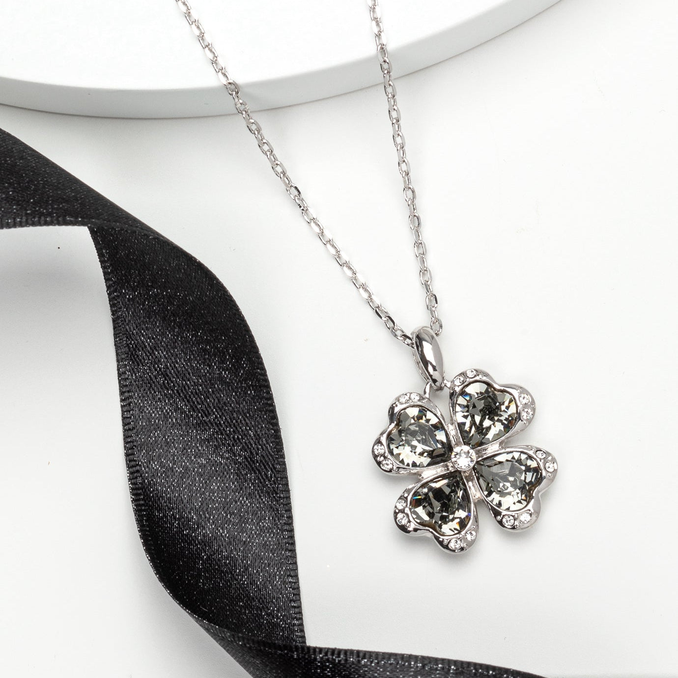 Four-Leaf Clover Necklace with Swarovski Crystals