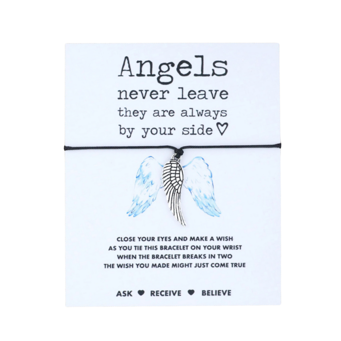 Black & Silvertone Wing Adjustable Bracelet