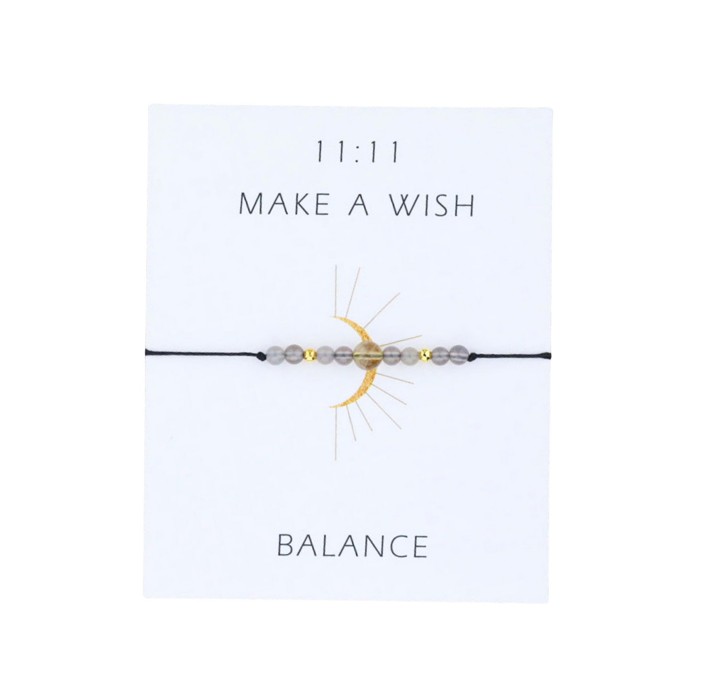 Black & Grey Beaded 'Make A Wish' Adjustable Bracelet