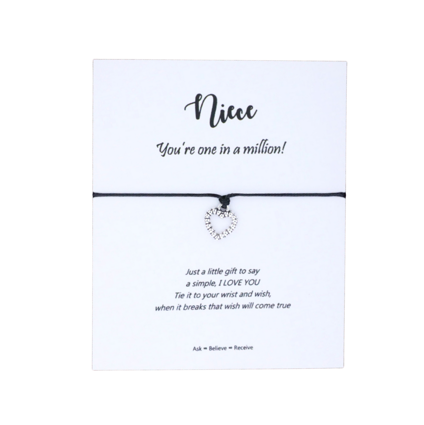 Black & Silvertone Heart Adjustable Bracelet