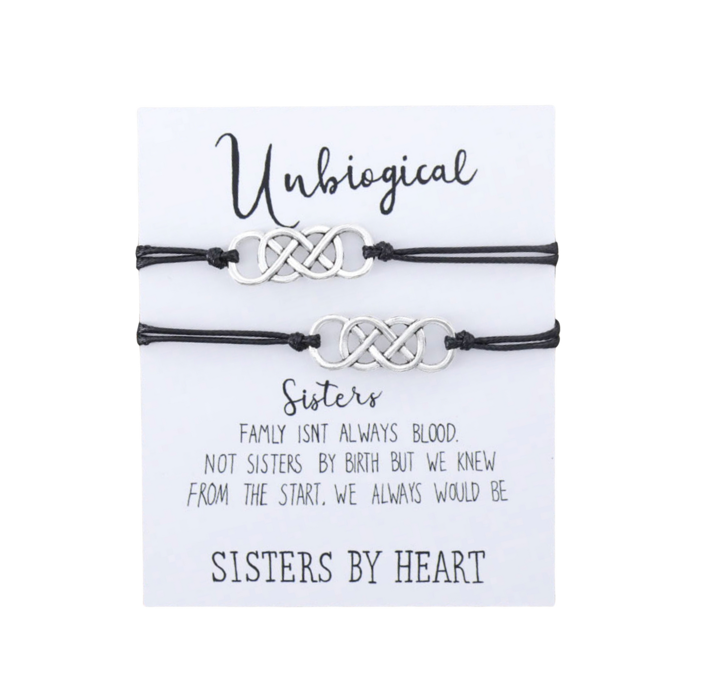 Black & Silvertone Celtic Knotted 'sisters' Adjustable Bracelet Set