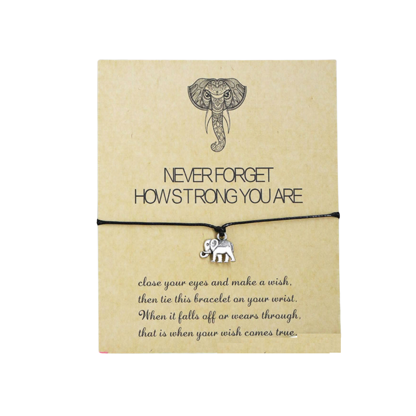 Black & Silvertone Elephant Adjustable Bracelet