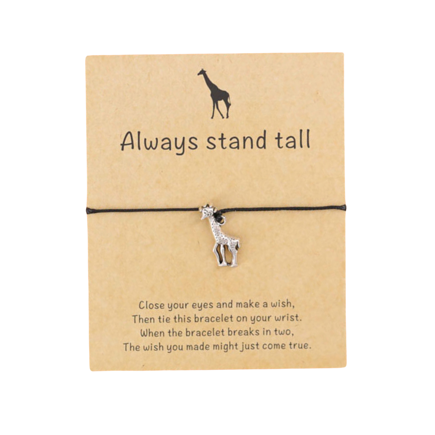 Black & Silvertone Giraffe 'stand Tall' Adjustable Bracelet