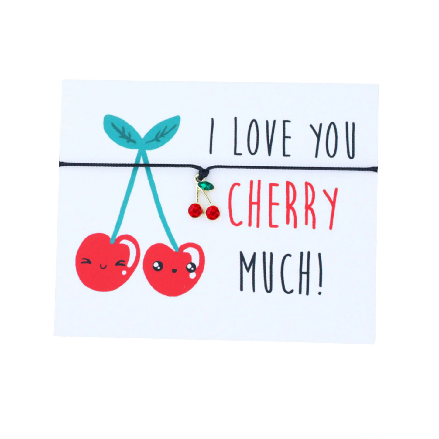 Black Adjustable Red Cherry Bracelet