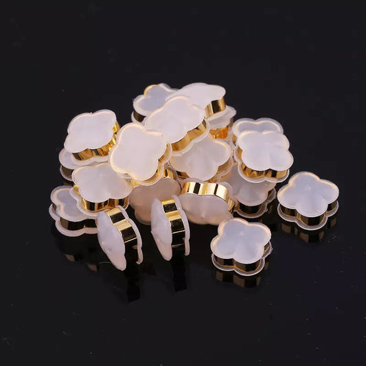 Goldtone & Silicone Clover Earring Backings Set