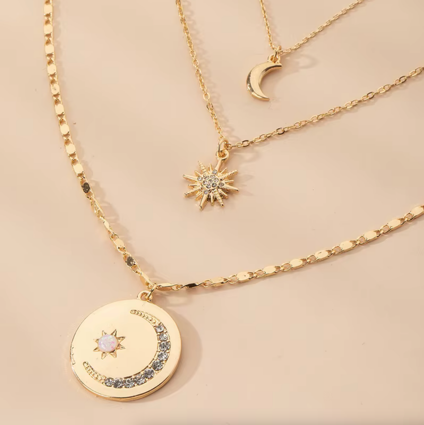 Goldtone Celestial Layered Necklace