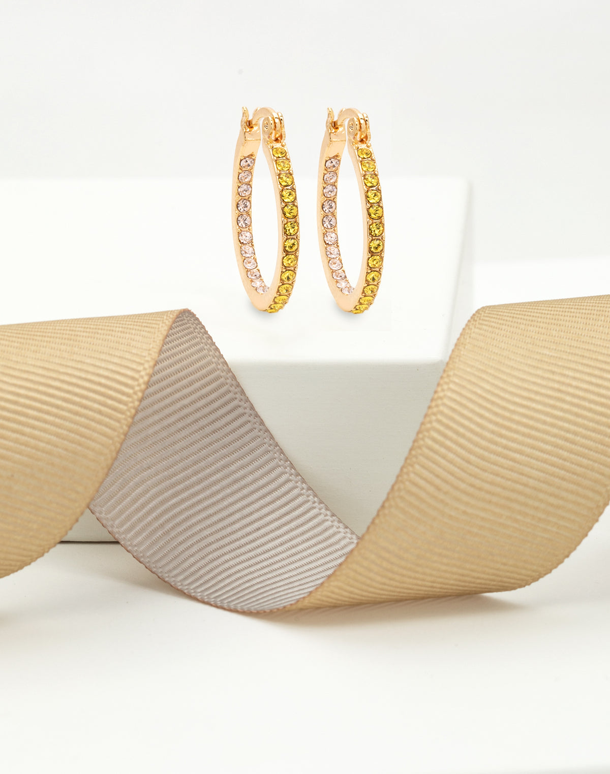 Swarovski Crystal Hoop Earrings – 0.95 Inch Diameter, Multiple Colors, Rhodium or Gold Finish