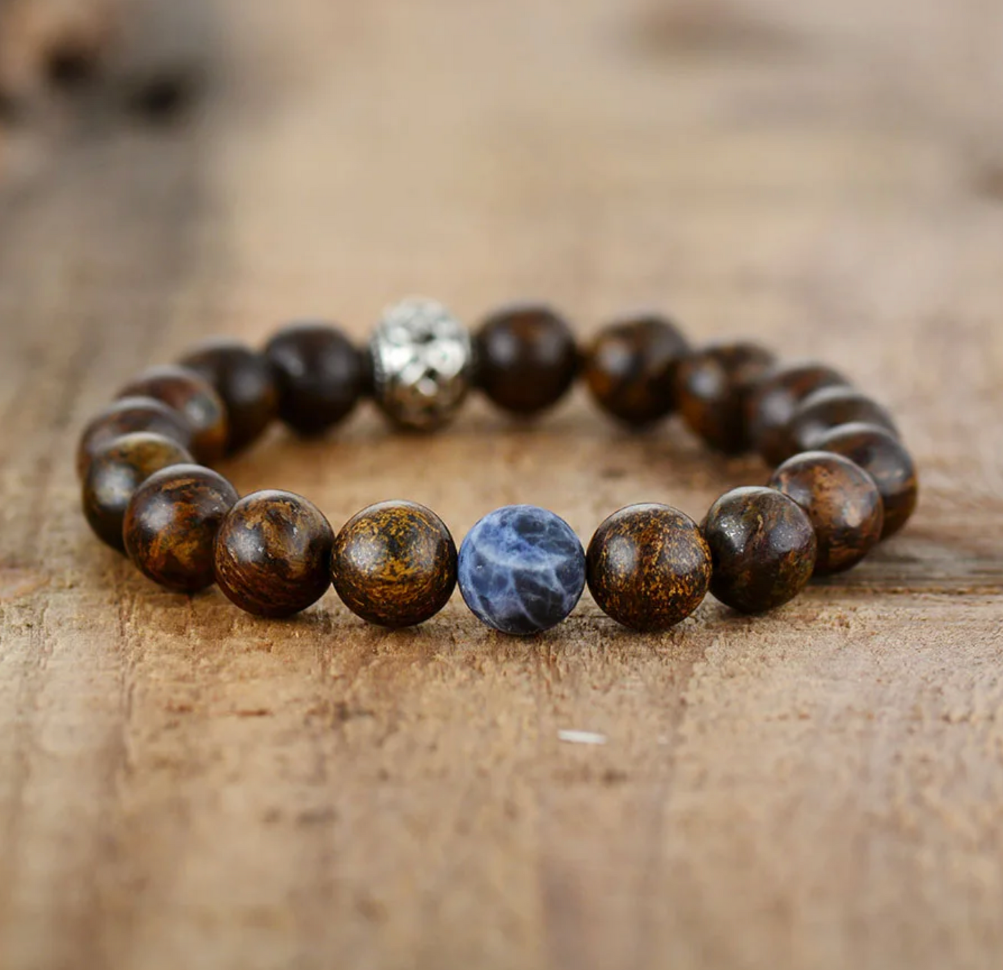 Bronzite Stone Tibetan Beaded Stretchy Bracelet