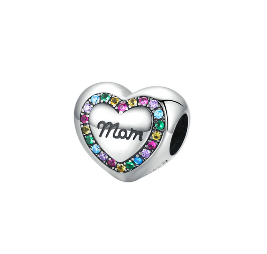 Sterling Silver & Cubic Zirconia 'Mom' Charm