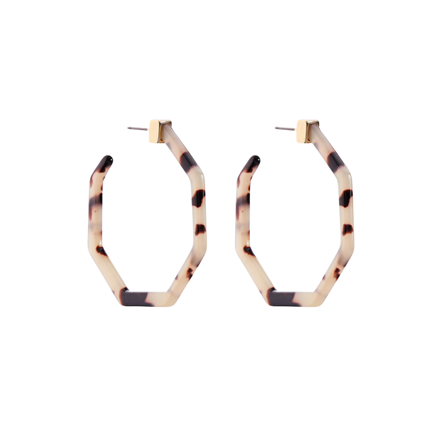 Faux Tortoise Shell Geometric Hoop Earrings