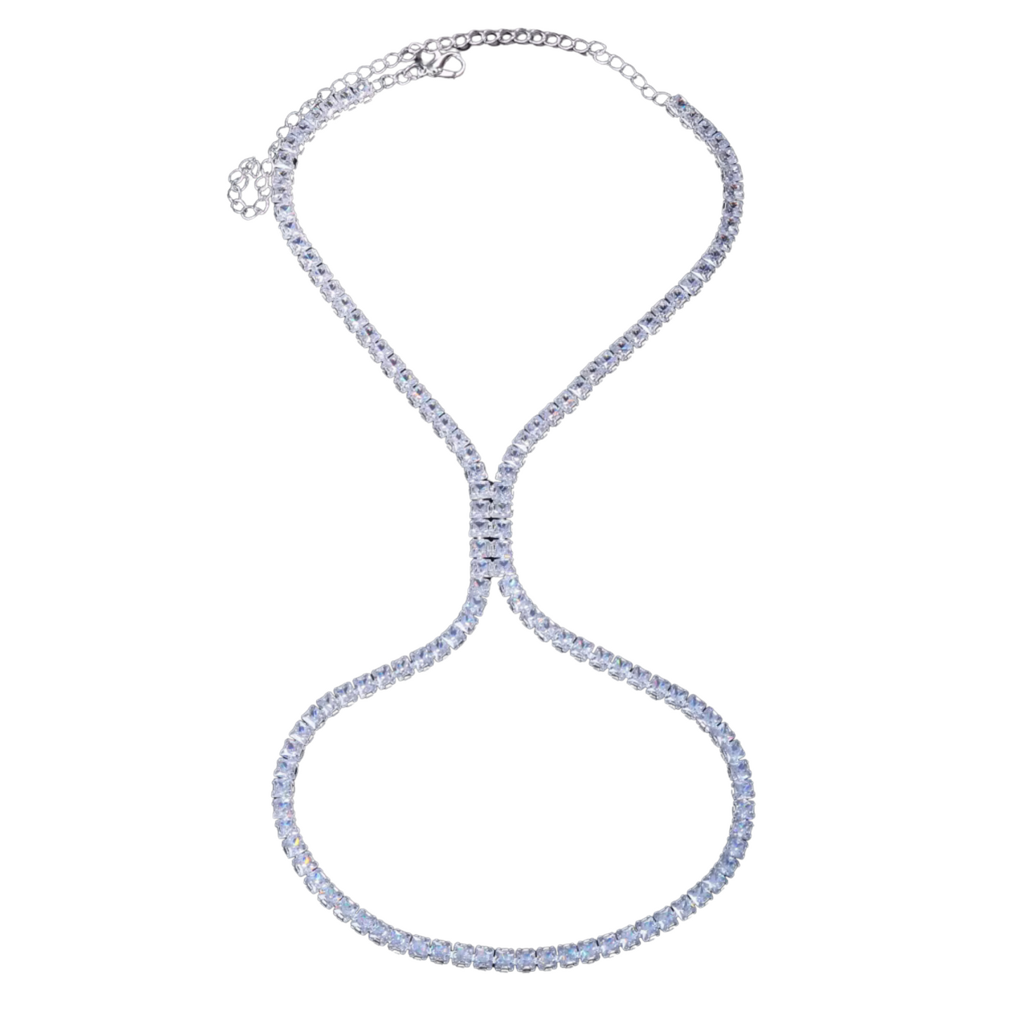 Crystal & Silvertone Shoe Tennis Anklet - Set of two