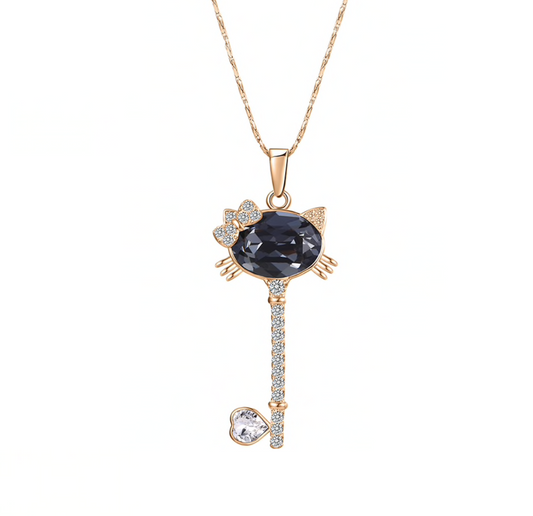 Montana Swarovski Crystal Cat Key Pendant Necklace