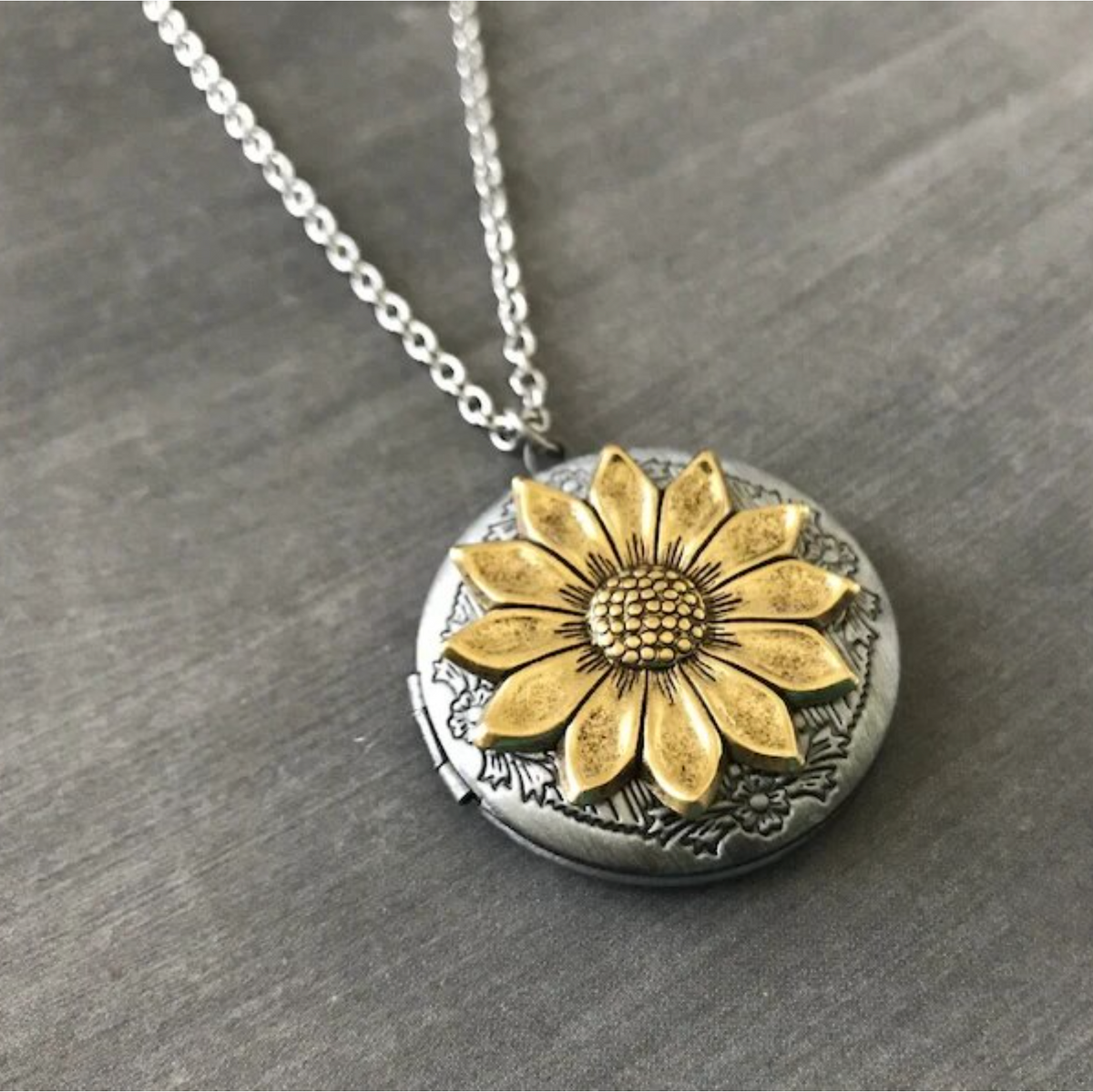 Vintage Flower Locket Necklace