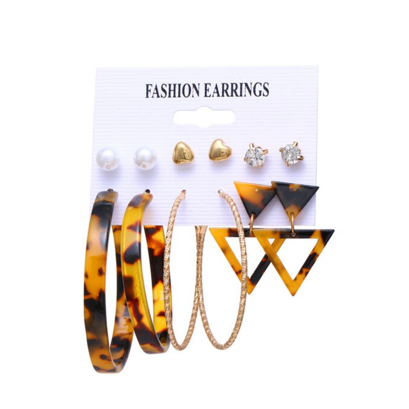 Faux Tortoise Shell, Goldtone & Pearl Set Of 6 Stud And Hoop Earrings