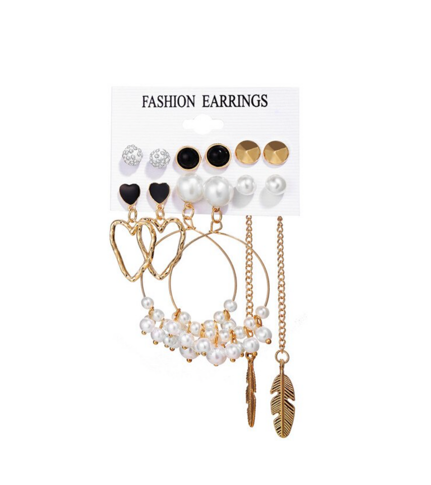 Goldtone & Imitation Pearl Stud And Drop Earring Set