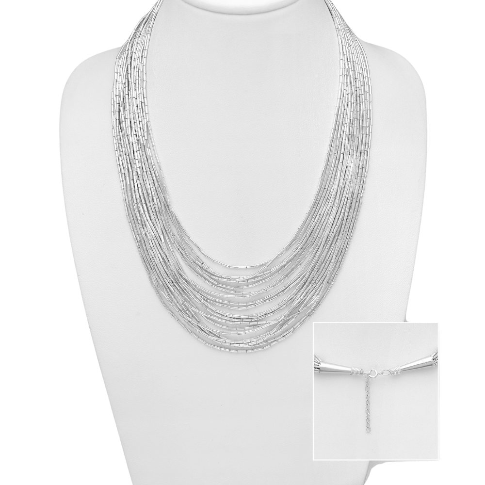 Stunning Multi-strand Sterling Silver Layered Necklace