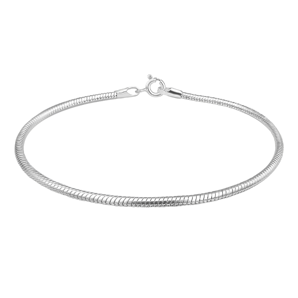 Sterling Silver Snake Chain Charm Bracelet