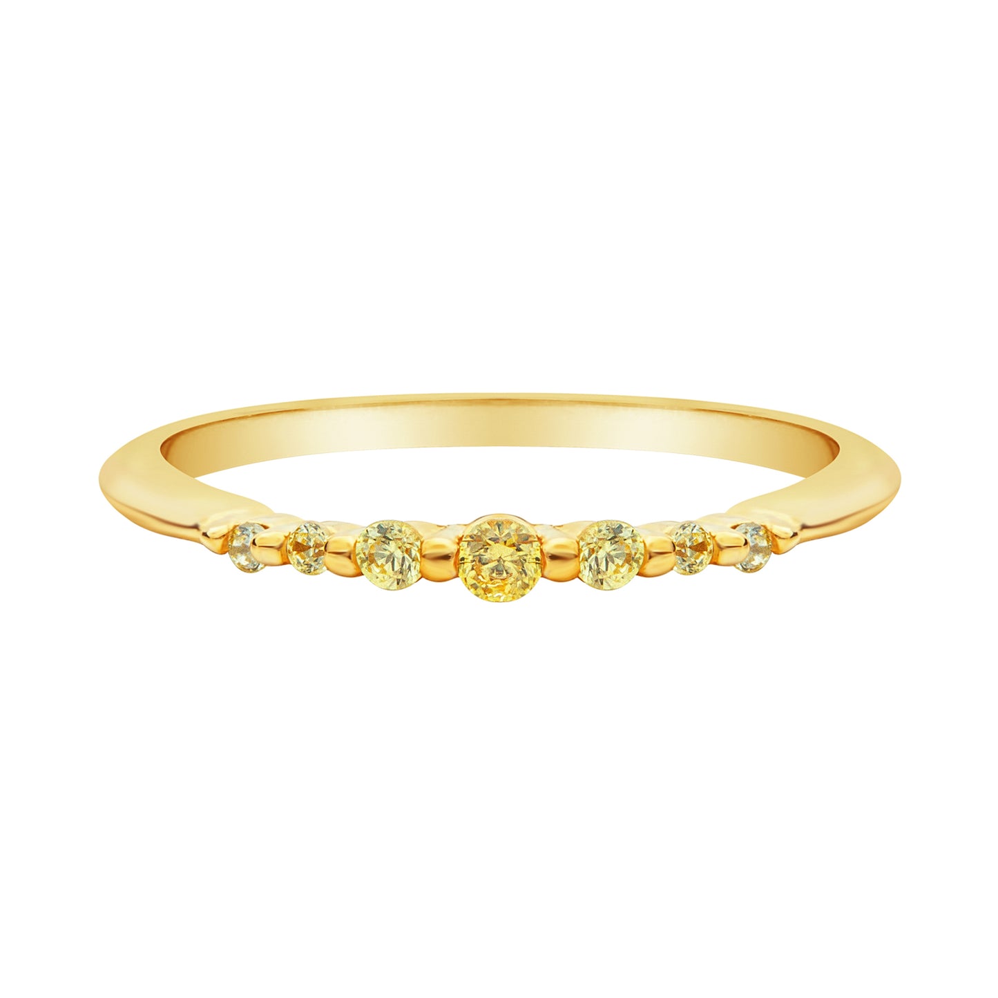 Yellow Cubic Zirconia & Sterling Silver Gold-Plated Round-Cut Ring