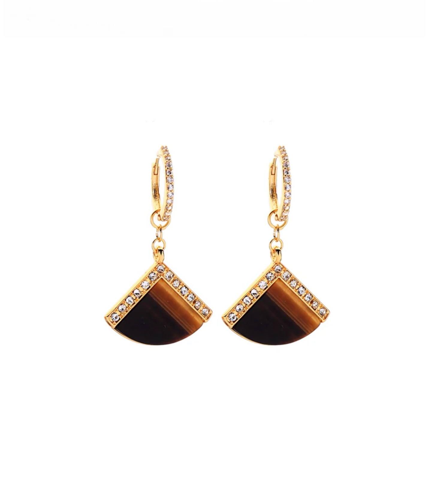 InstaGlam Tiger’s Eye Fan Drop Earrings – Upcycled Montreal Design
