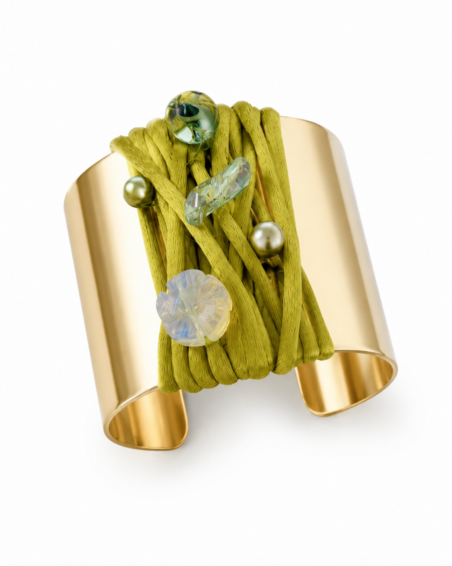 InstaGlam Montréal Atelier – Satin & Mixed Gem Statement Cuff Bracelet