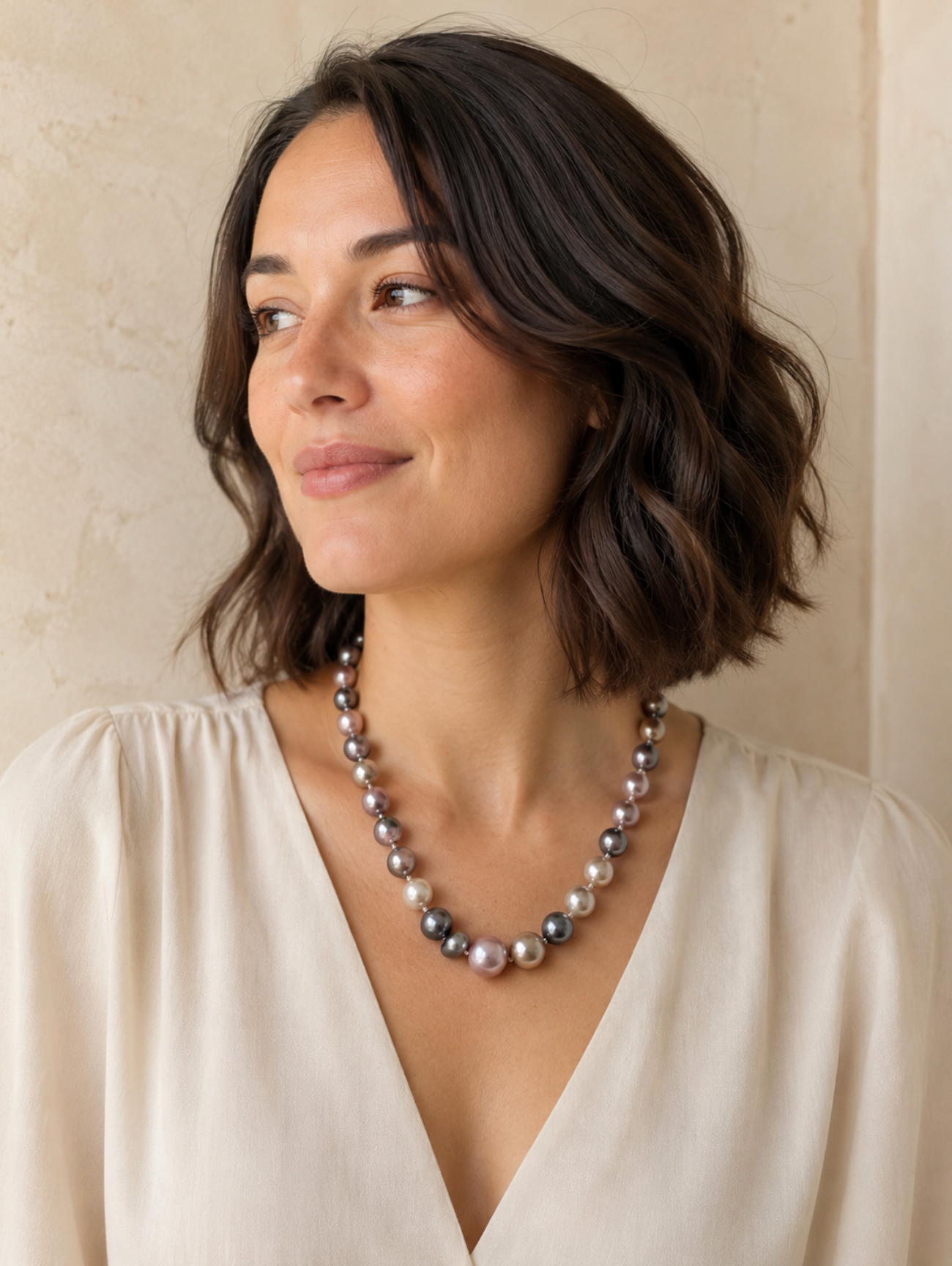 InstaGlam Graduated Shell Pearl Necklace – Upcycled Montreal Design