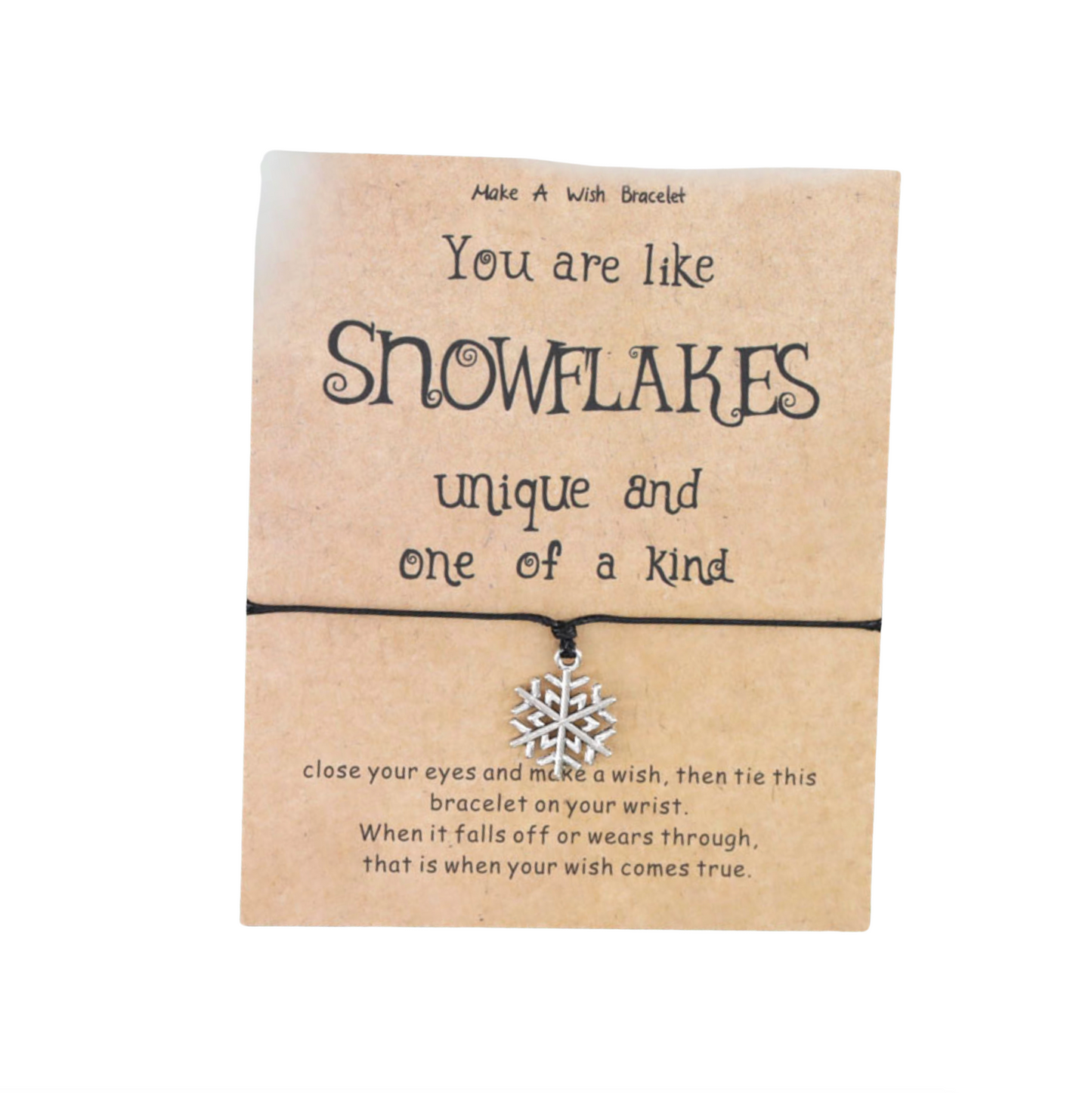 Black Silvertone Unique Snowflake Adjustable Bracelet