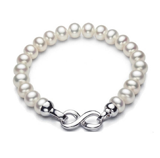 White Freshwater Pearl Bracelet With Infinity Clasp