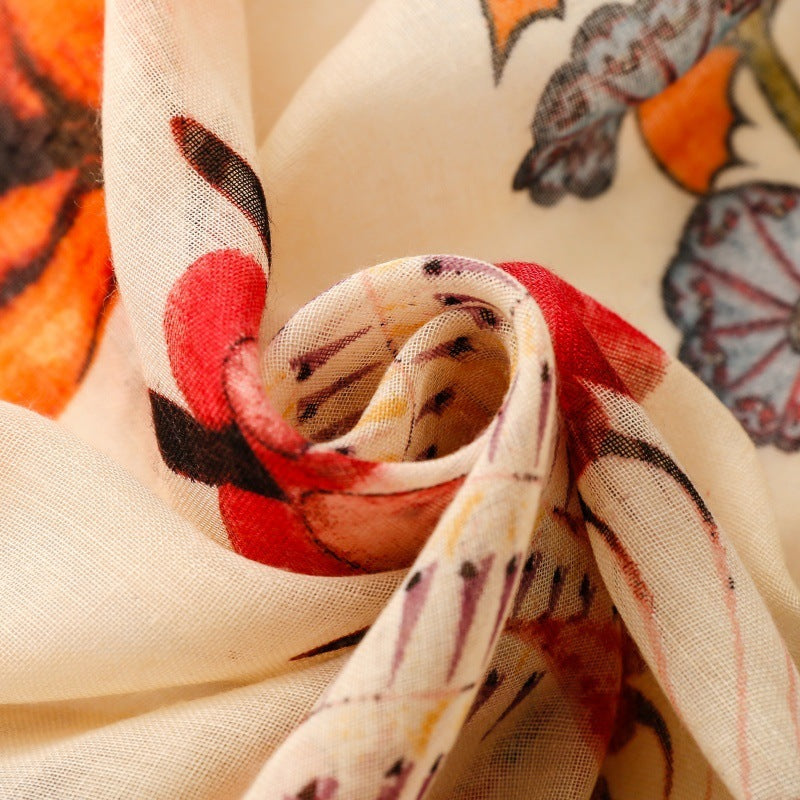 Butterfly Collage Tassel Scarf