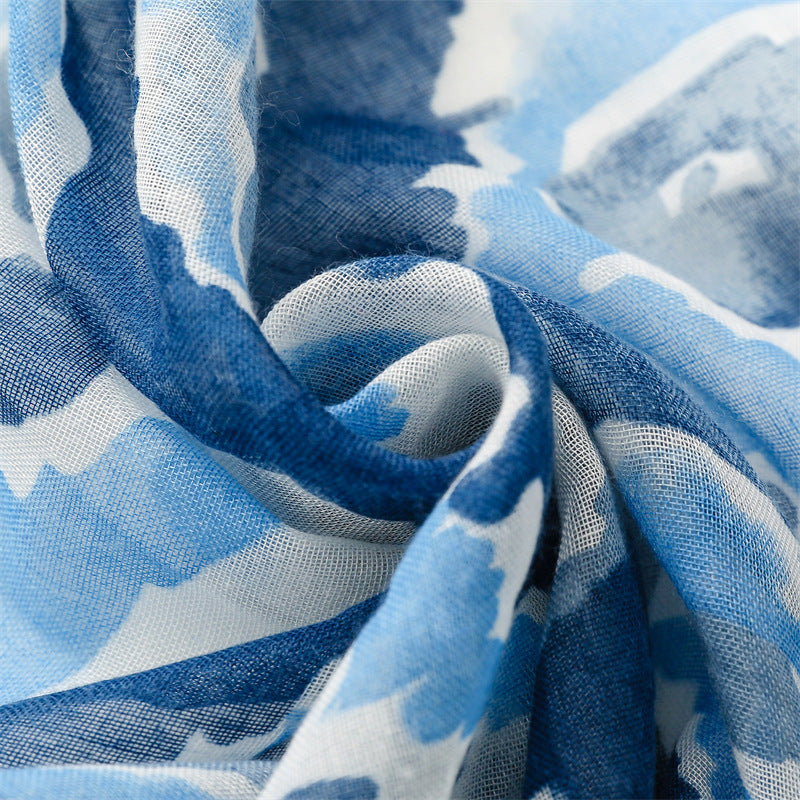 Coastal Blue Abstract Scarf