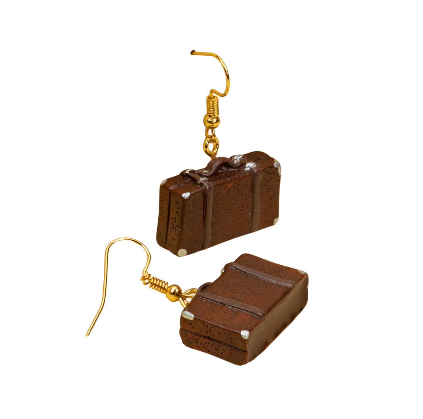 Brown Suitcase Drop Earrings