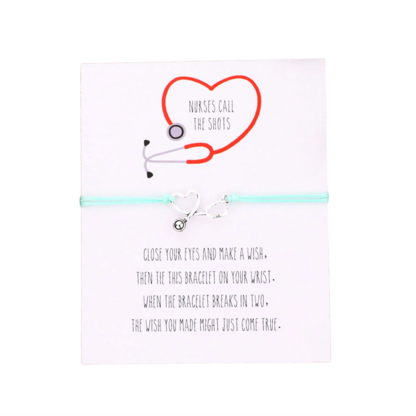 Teal Silvertone Heart Make A Wish Bracelet