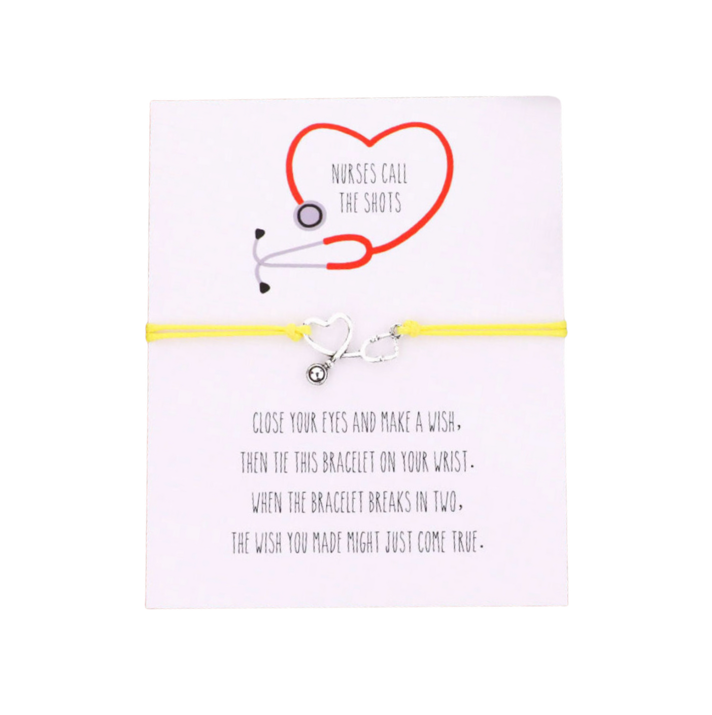 Yellow Silvertone Heart Wish Bracelet