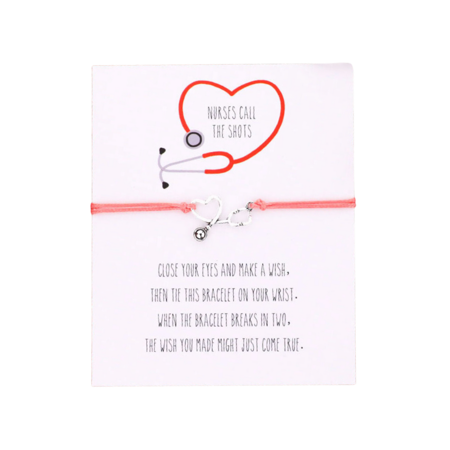 Pink Silvertone Heart Wish Bracelet