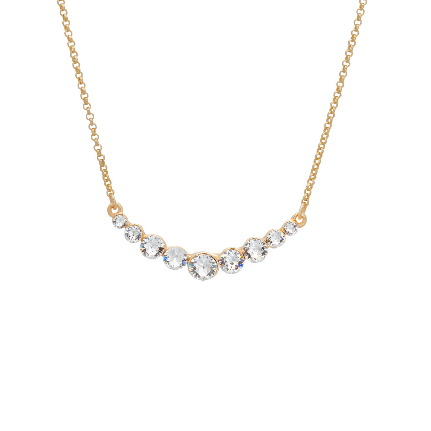 Graduated Bar Necklace with Swarovski Crystals – Gold Finish