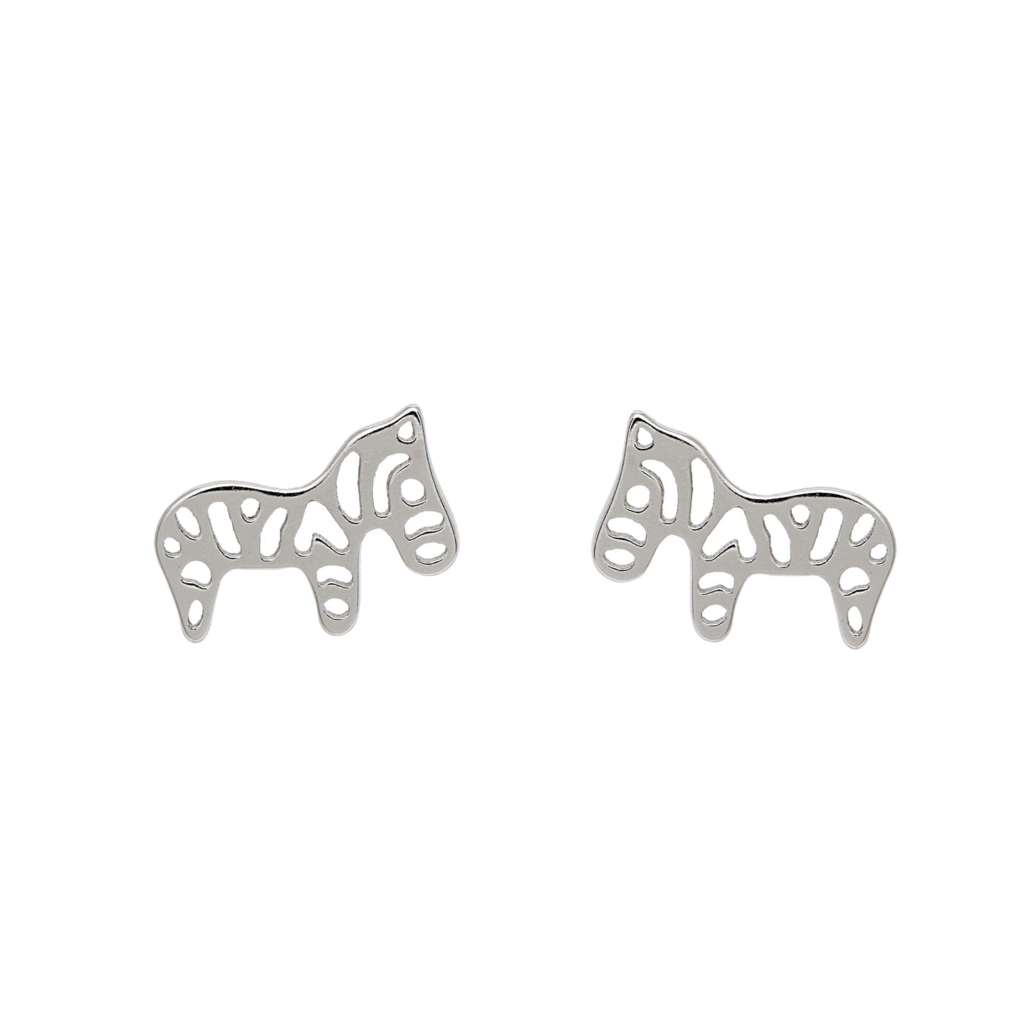 Sterling Silver Openwork Zebra Stud Earrings