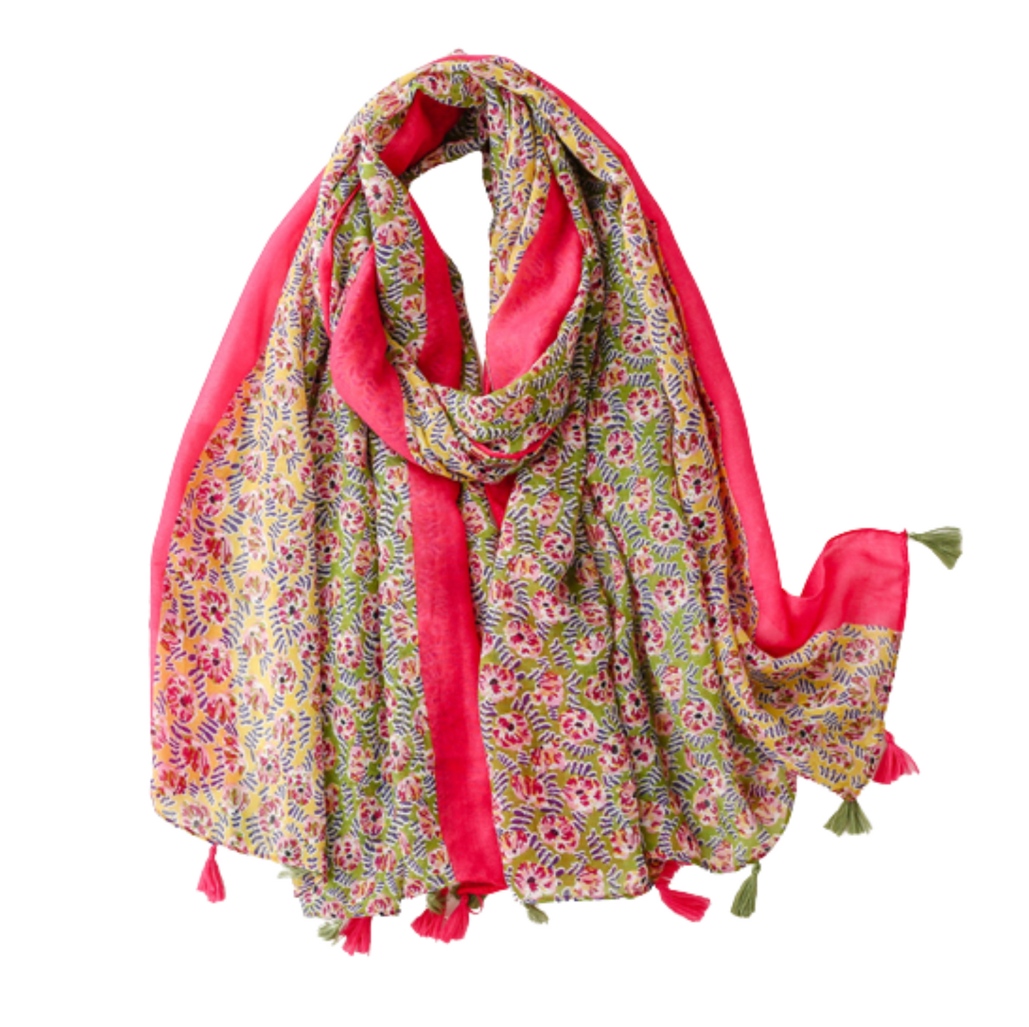 Bright Pink And Floral Scarf