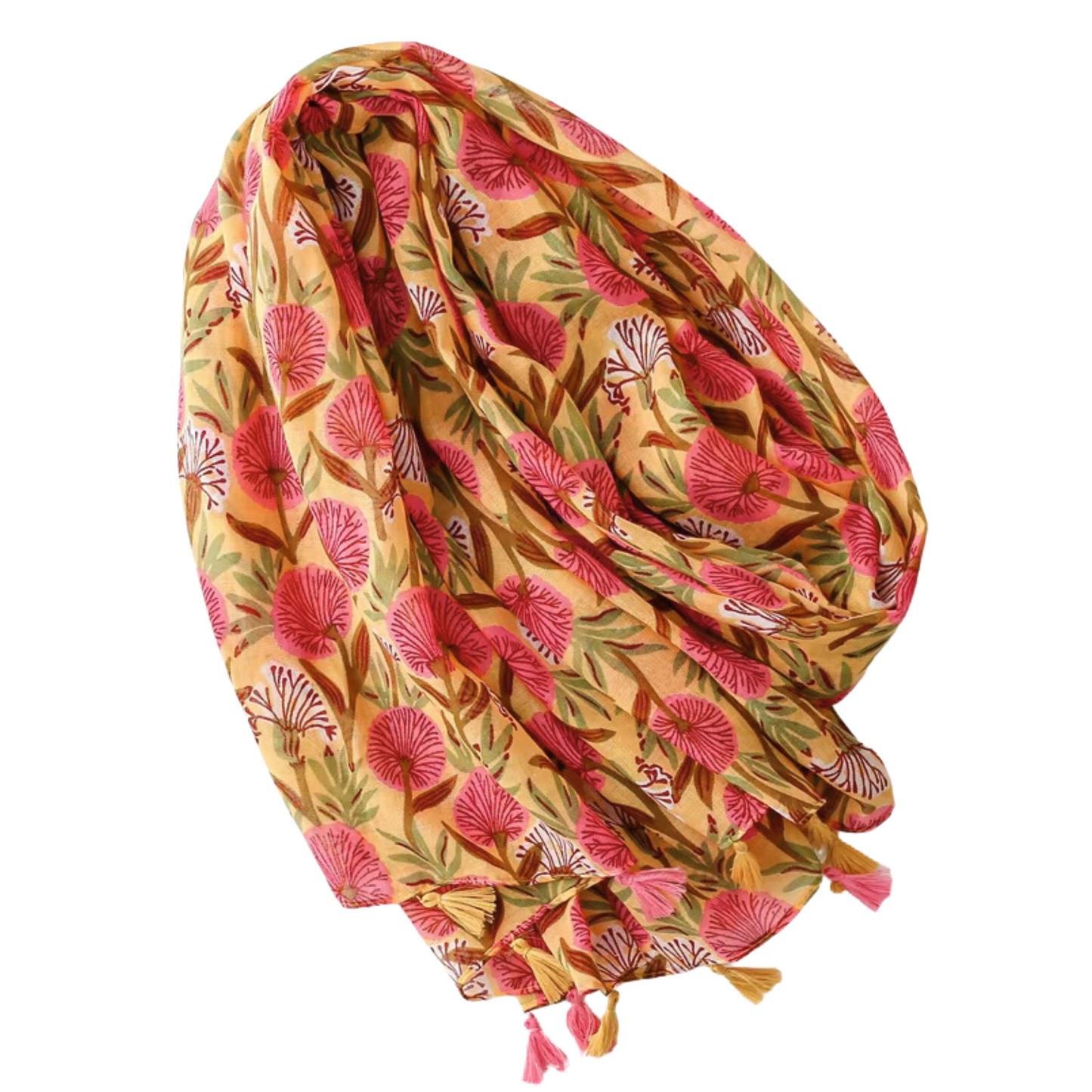 Yellow And Pink Spray Flower Scarf