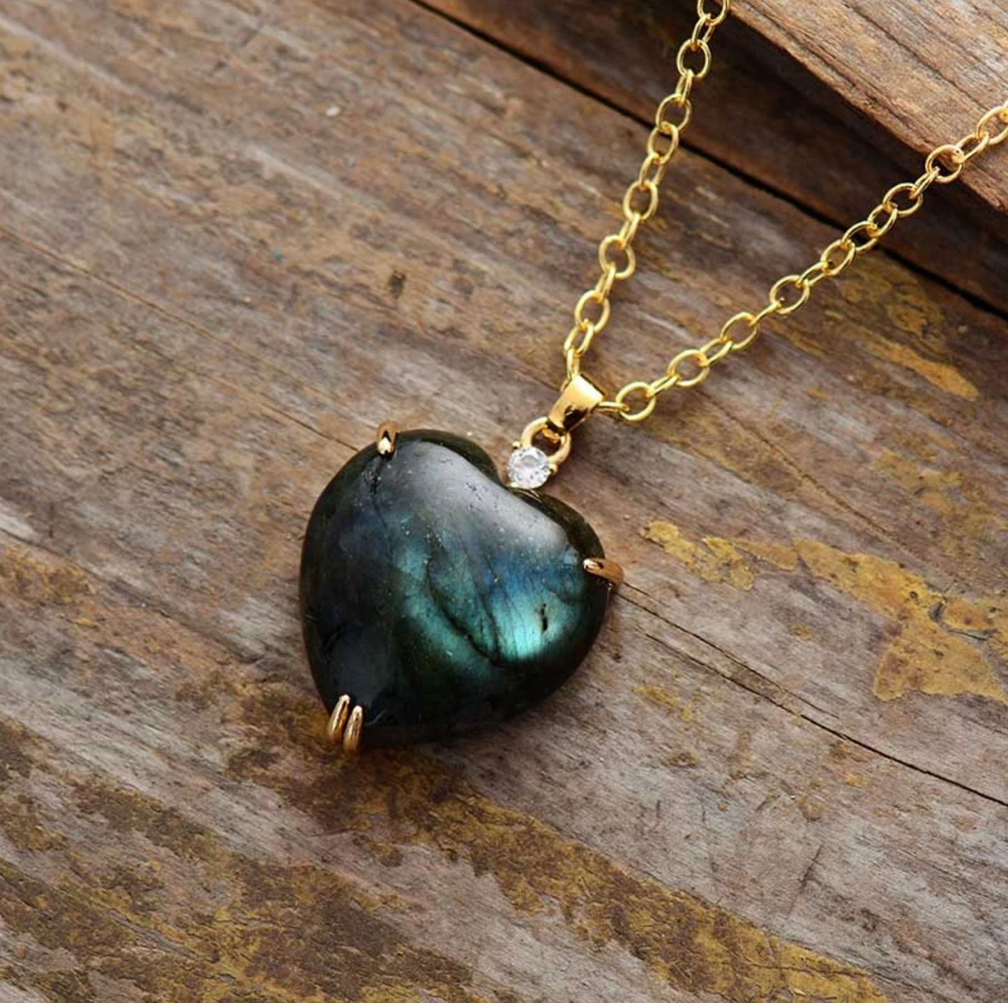 Cubic Zirconia & Labradorite Prong Set Pendant Necklace