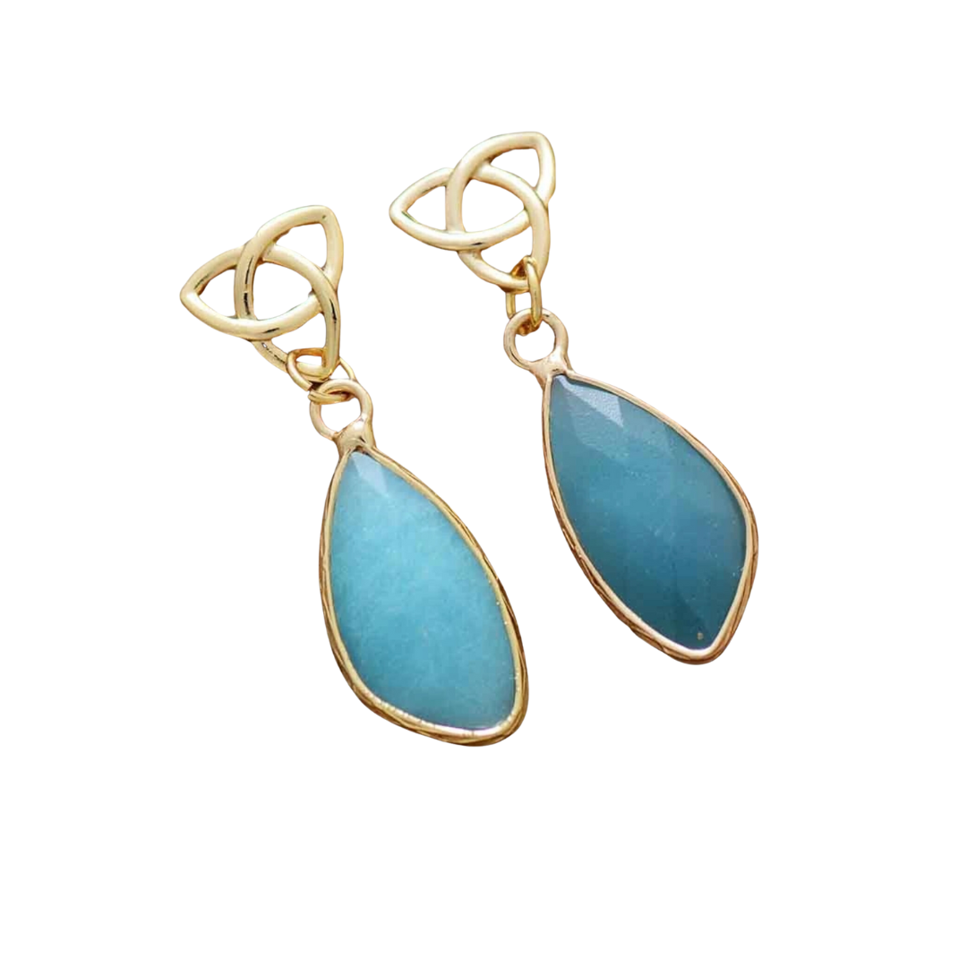 Natural Goldtone Amazonite Earrings