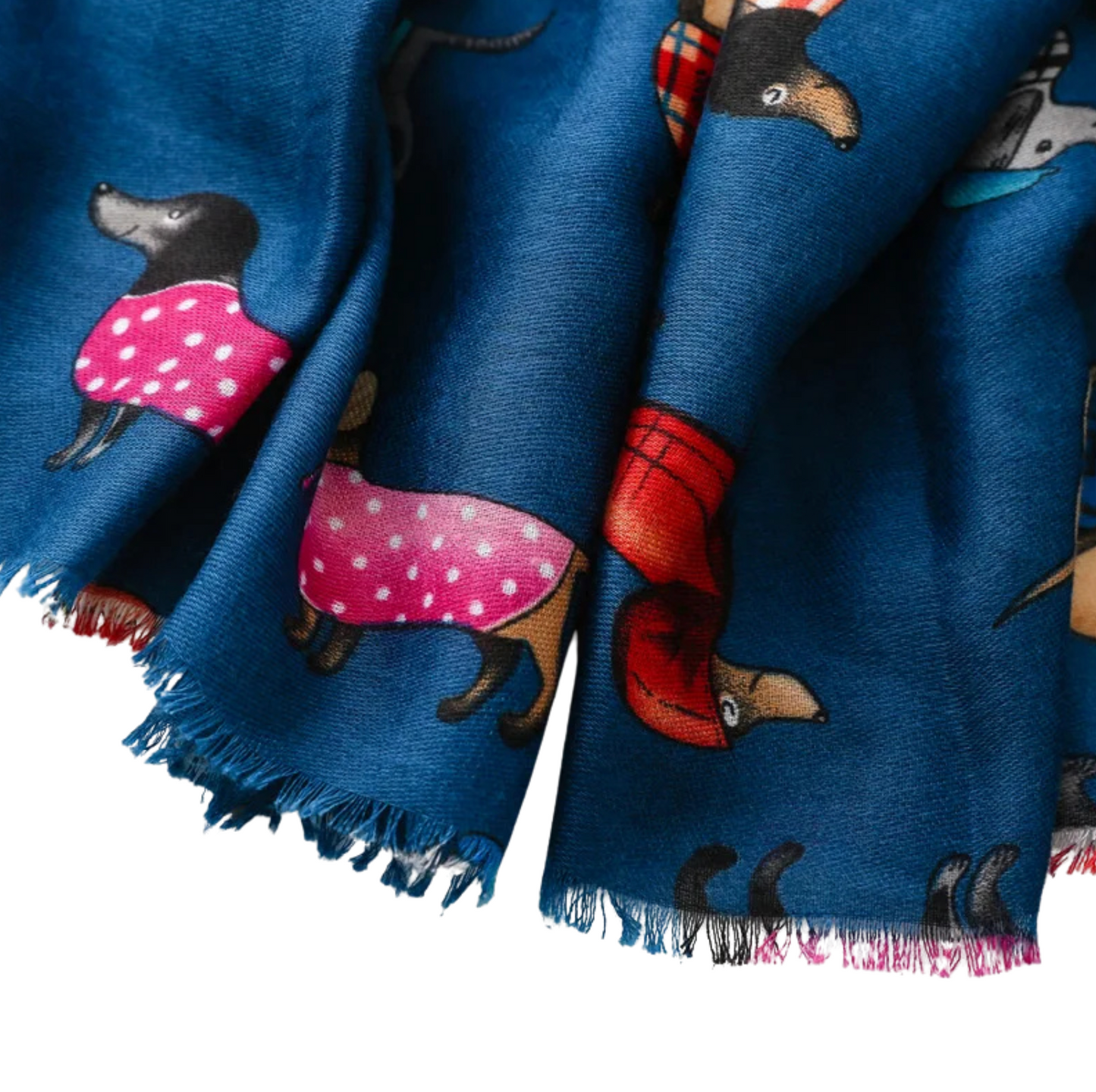 Scarf Playful Dog Print Scarf in Deep Blue